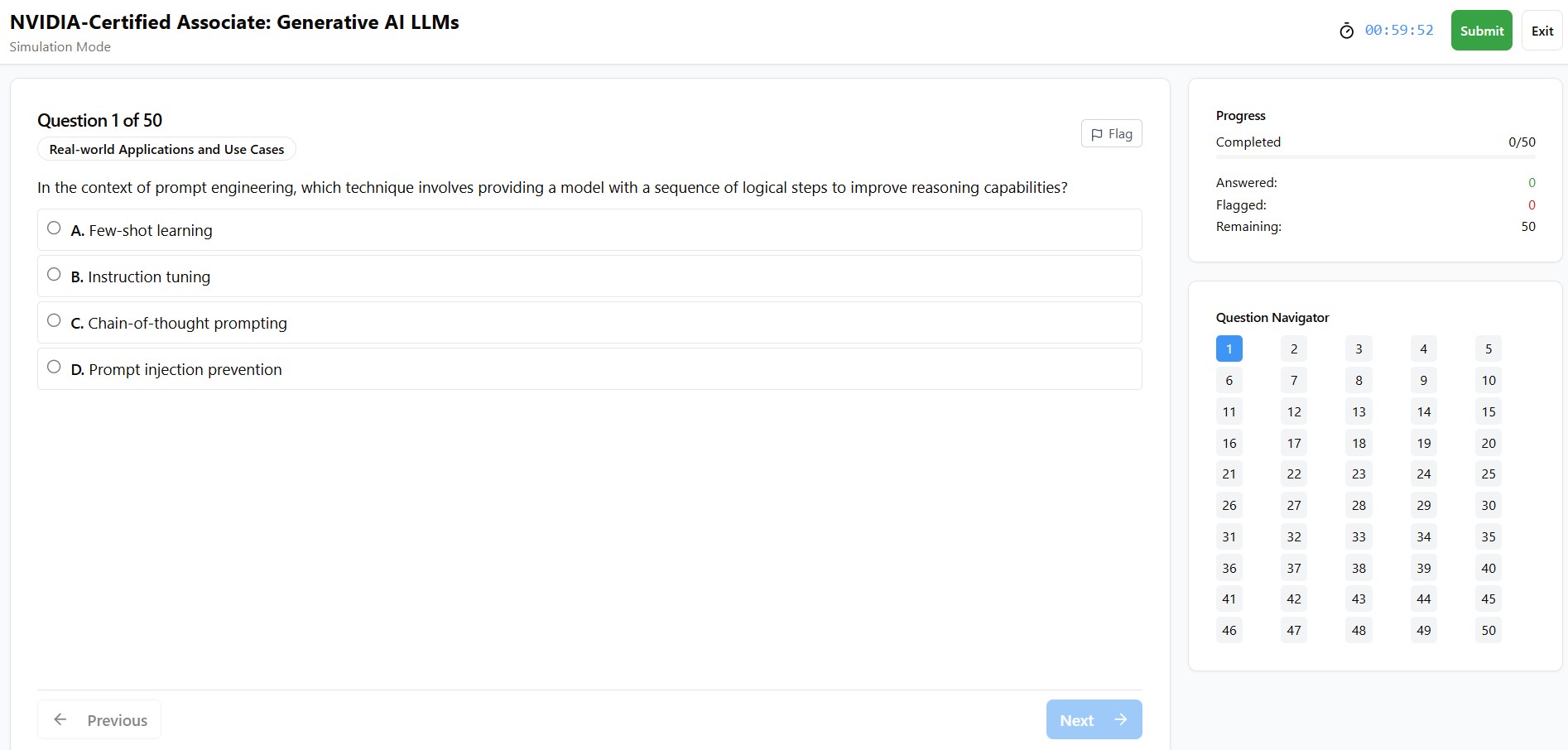 Mock Exam Interface